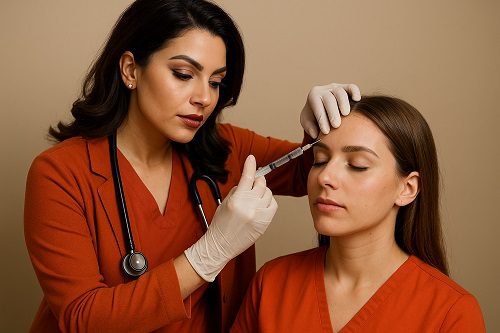 تزریق فیلر پیشانی با کانولا
