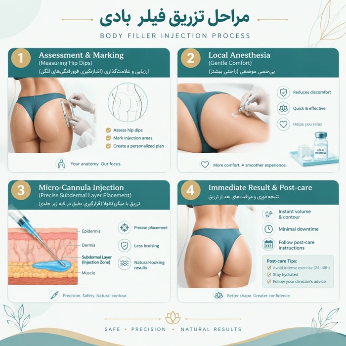 مراحل تزریق فیلر بادی